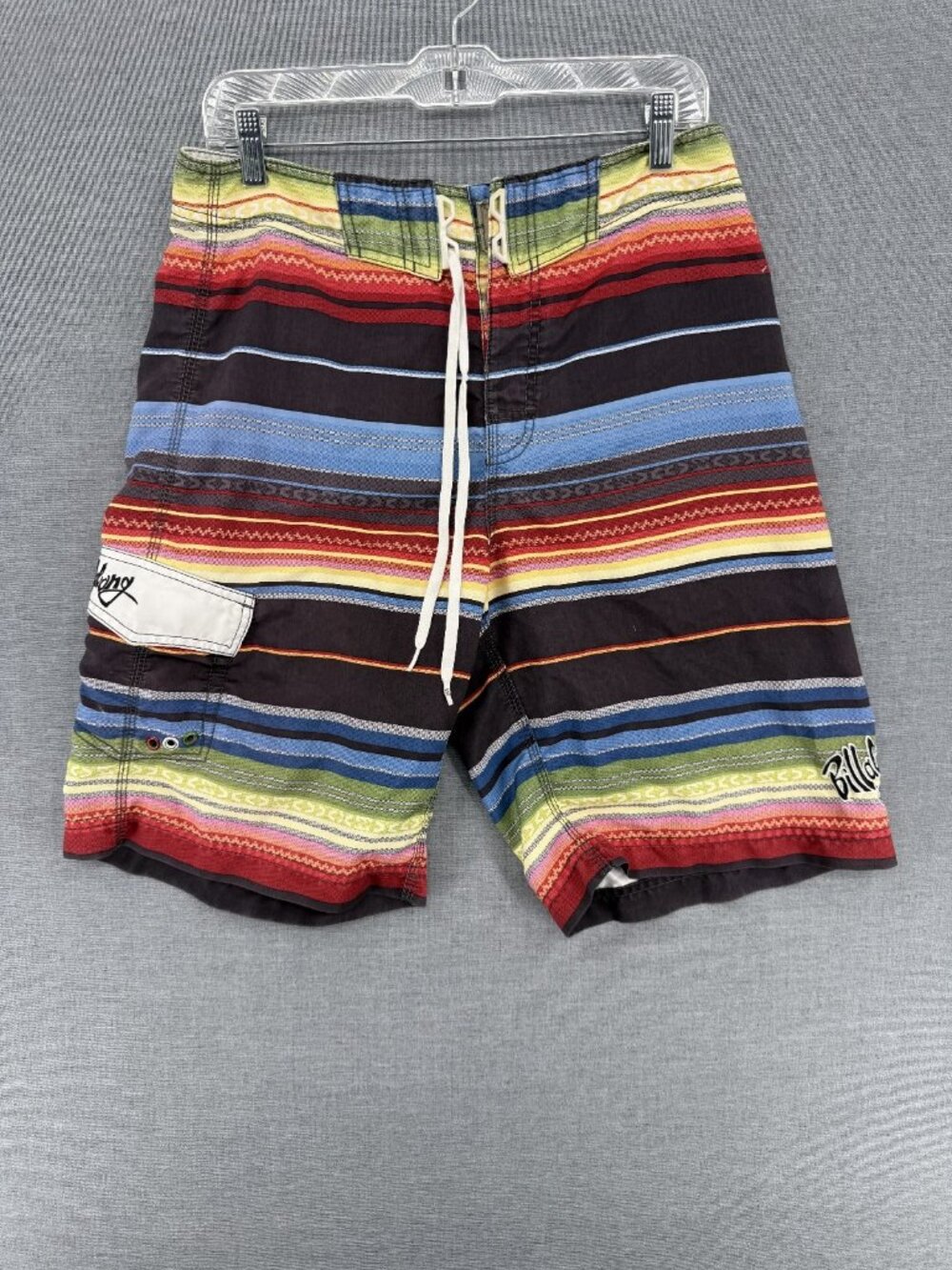 Vtg Hecho de Billabong Board Shorts Mens 32 10" Swim Trunks Embroidered Pocket